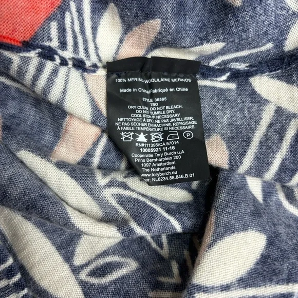 Tory Burch Floral Print Merino Wool Sweater Women’s Sz Small Lightweight - Picture 5 of 5